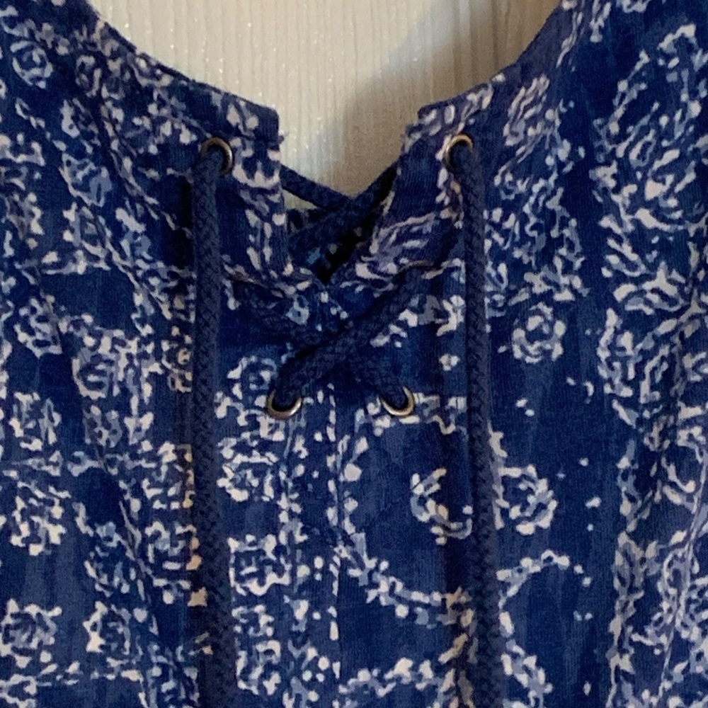 Chaps Maxi Dress, Blue and White, Size Petite Medium - Picture 3 of 12